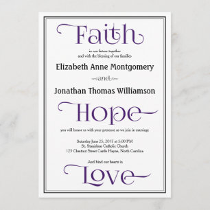 Royal Purple Moderne Mariage chrétien Invitations