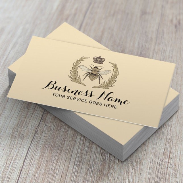 Royal Queen Bee Laurel Wreath Logo Schönheitssalon Visitenkarte (Von Creator hochgeladen)