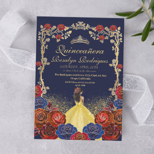 Royal Quinceanera Beauty & Best Navy Blue Einladung