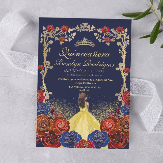Royal Quinceanera Beauty & Best Navy Blue Einladung (Von Creator hochgeladen)