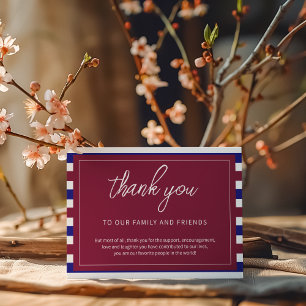 Royal Red and Blue Wedding Theme Dankeskarte