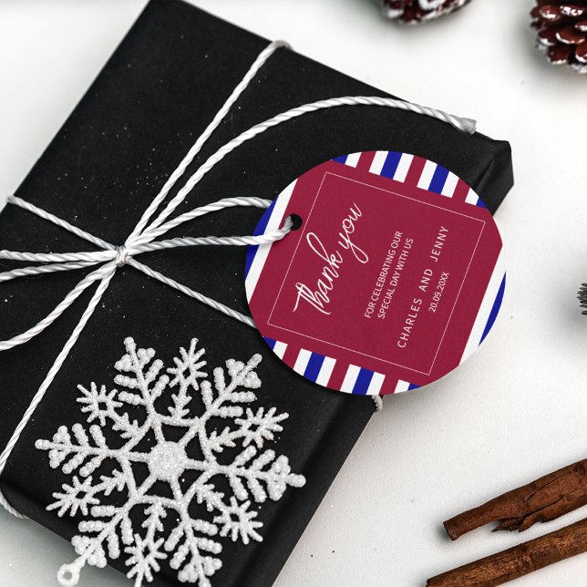 Royal Red and Blue Wedding Theme Geschenkanhänger (Let your return gift tag speaks more about your wedding theme.)