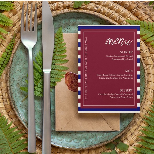 Royal Red and Blue Wedding Theme Menükarte (Let your royal theme wedding speaks more than you do.)