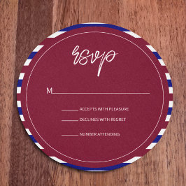 Royal Red and Blue Wedding Theme RSVP Card