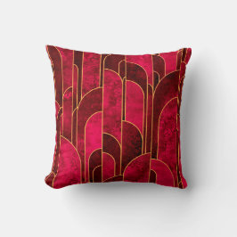 Royal Red and Gold Art Deco Muster Kissen