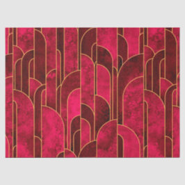Royal Red and Gold Art Deco Muster Seidenpapier