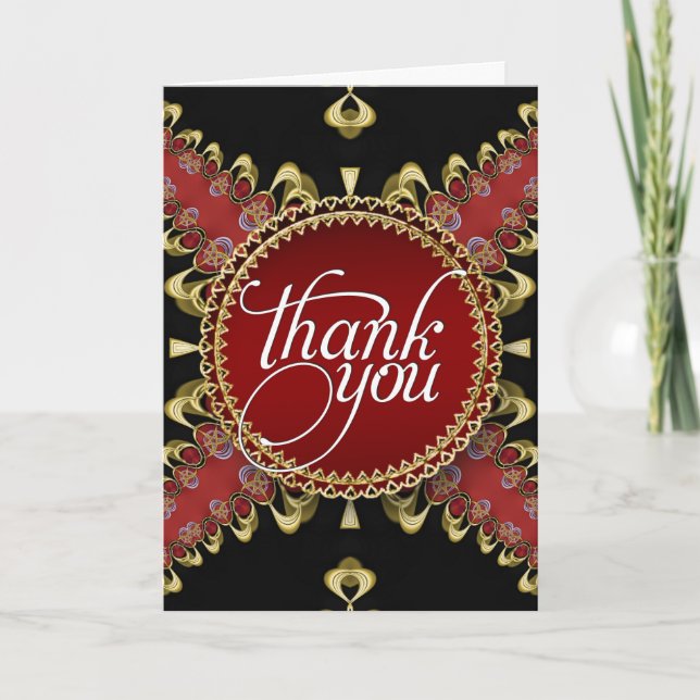 Royal Red Gold Lace Remerciements Cartes (Devant)