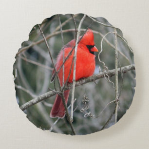 Royal Red Kardinal Round Pillow Rundes Kissen