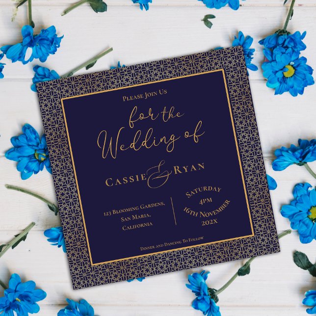 Royal Regal Blue Gold Design Faire-part de mariage (Royal Regal Blue Gold Design Wedding invitation)