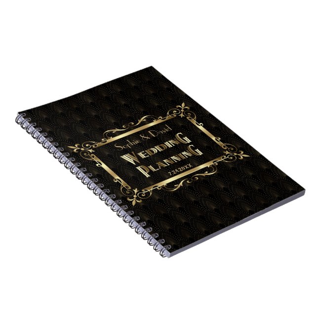 Royal Roaring 20er Jahre Gold Art Deco Hochzeitspl Notizblock (Rechte Seite)