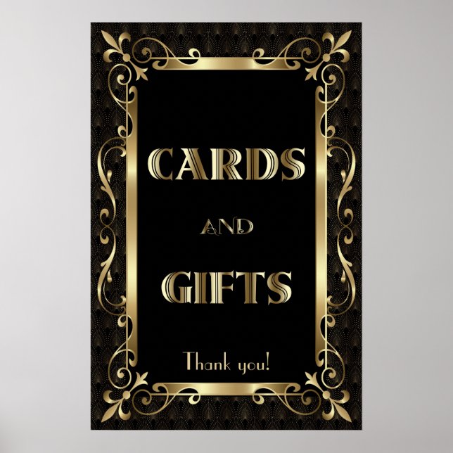 Royal Roaring 20er Jahre Gold Art Deco Karten & Ge Poster (Vorne)