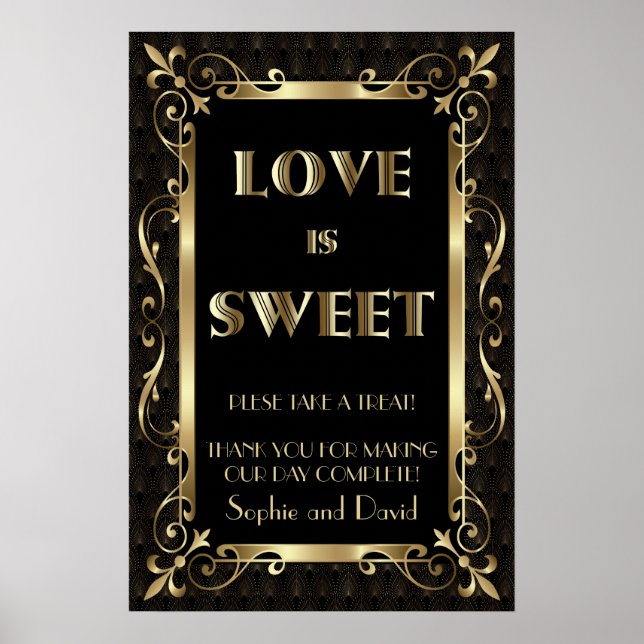 Royal Roaring 20er Jahre Gold Art Deco Liebe ist s Poster (Vorne)