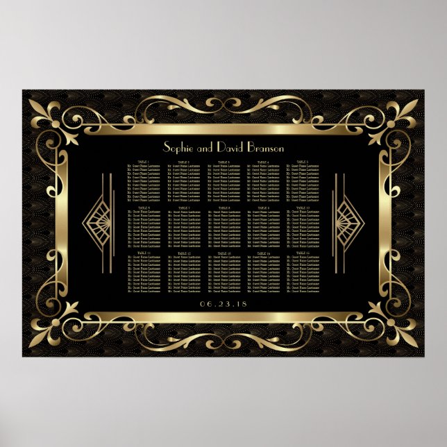 Royal Roaring 20er Jahre Gold Art Deco Seating Cha Poster (Vorne)