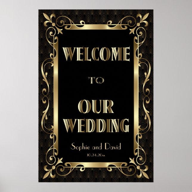 Royal Roaring 20er Jahre Gold Art Deco Willkommens Poster (Vorne)