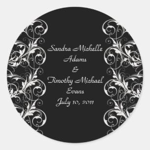 Royal Romance Black/Eggshell Wedding Siegel Runder Aufkleber