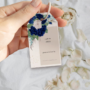Royal Rose Navy Blue Ivory Blumenwerfer Dusche Geschenkanhänger
