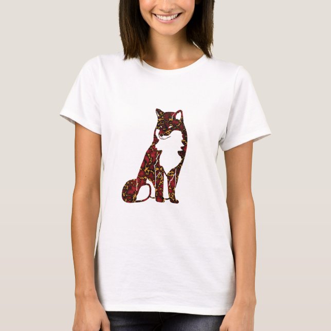Royal Ruby Red und Gold Marble Texture auf Fuchs T-Shirt (Vorderseite)