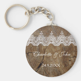 Royal Rustic Chic Save the Date Key Round Geschenk Schlüsselanhänger