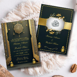 Royal & Rustic Gold Elegance Luxury Muslim Wedding Einladung
