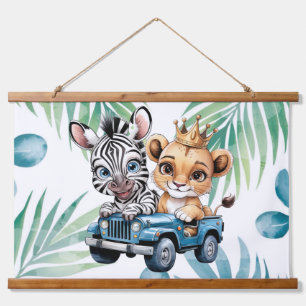 Royal Safari Ride Boy Baby Duschgeschenk Wandteppich Mit Holzrahmen