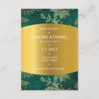 Royal Save the Date Golden Green Velvet Vip