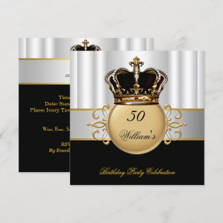 Royal Schwarz-weiß Gold Birthday Prince King Einladung
