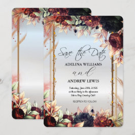 Royal Silver Blume Rose, Goldrahmen Einladung