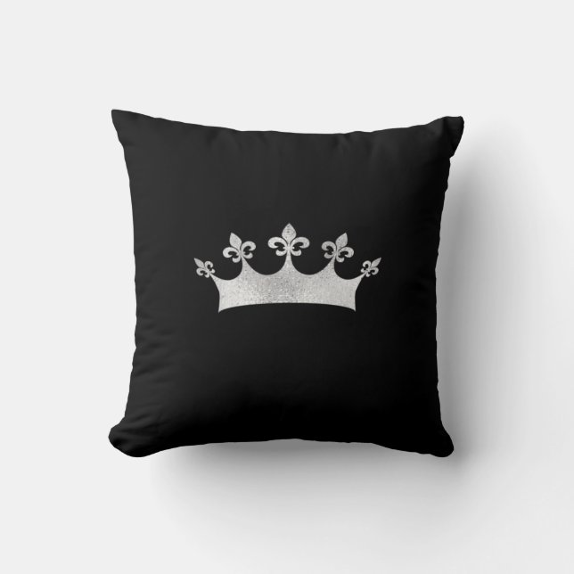 Royal Silver Crown on Black Kissen (Vorderseite)