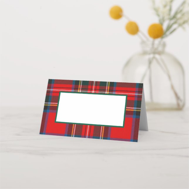 Royal Stewart Christmas Kariert FOLDEN Platzkarte (Vorderseite)