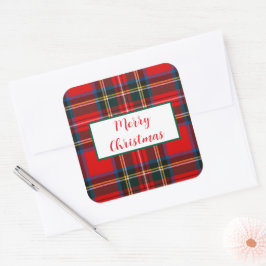 Royal Stewart Christmas MERRY XMAS Kariert Quadratischer Aufkleber