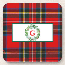 Royal Stewart Christmas MONOGRAM Kariert Wreath Getränkeuntersetzer