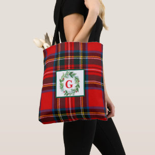 Royal Stewart Christmas MONOGRAM Kariert Wreath Tasche