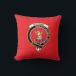 Royal Stewart Clan Badge and Motto Pillow Kissen<br><div class="desc">Royal  Stewart clan badge and motto on scarlet.  The motto means,  "Strength grows strong as a wound."</div>