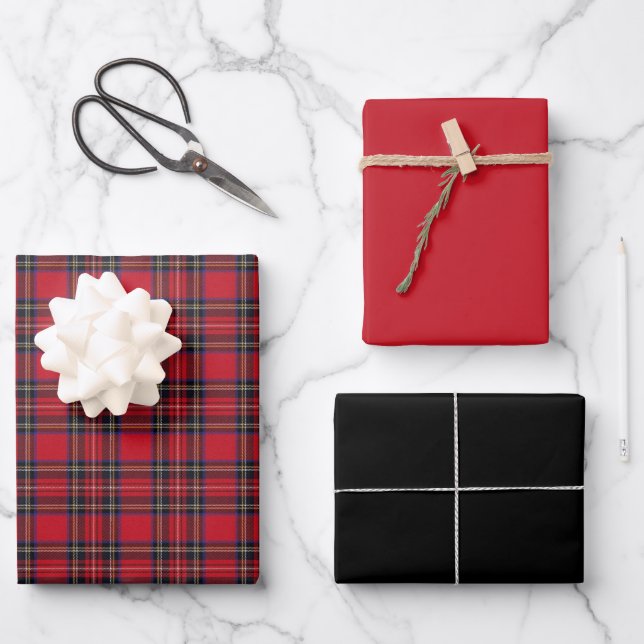 Royal Stewart Clan Scottish Tartan Geschenkpapier Set (Vorderseite)