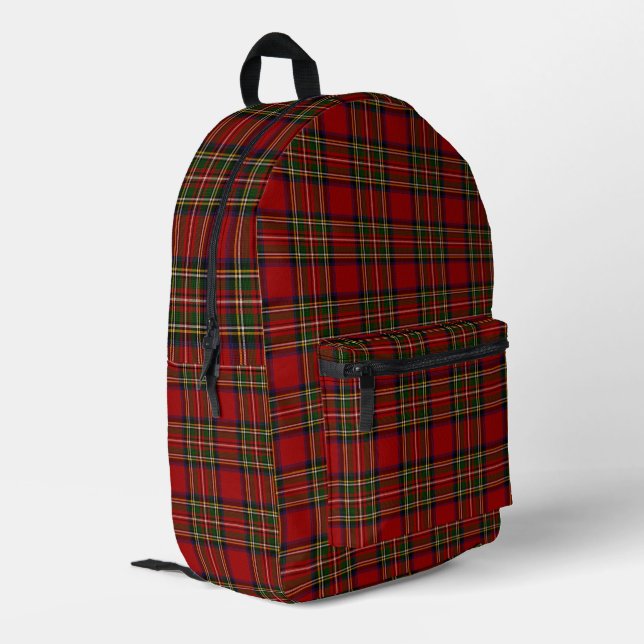 Royal Stewart Clan Tartan Kariert Bedruckter Rucksack (Rückseitige Ecke links)