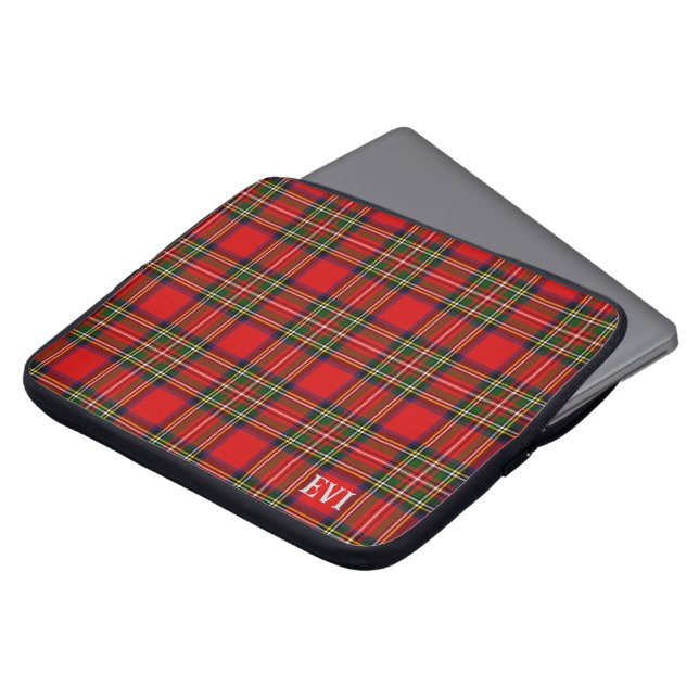 Royal Stewart Clan Tartan Kariert Monogram Name Laptopschutzhülle (Vorne Oben)