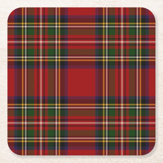 Royal Stewart Clan Tartan Kariert Rechteckiger Pappuntersetzer (Vorderseite)