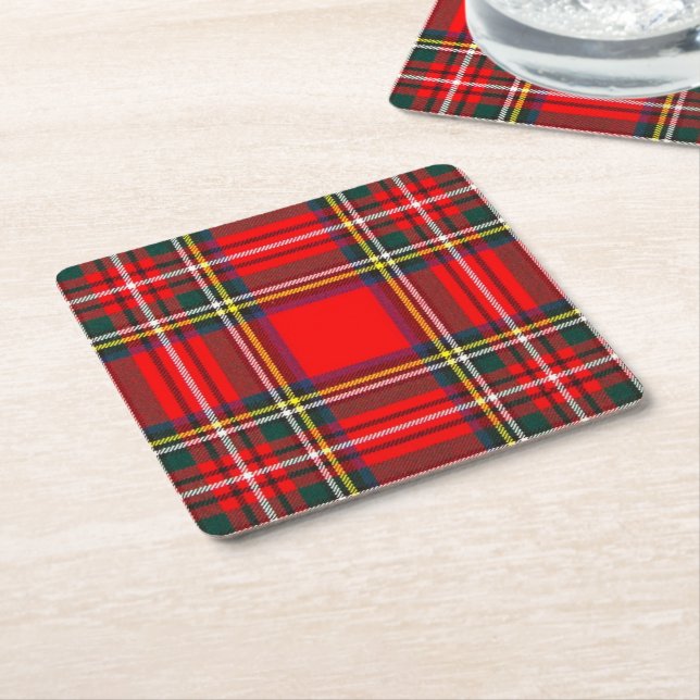 Royal Stewart Clan Tartan Kariert Rechteckiger Pappuntersetzer (angewinkelt)
