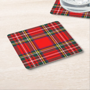 Royal Stewart Clan Tartan Karo  Rechteckiger Pappuntersetzer