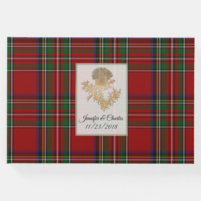Royal Stewart Kariert Thistle Wedding Guest Book Gästebuch (Vorderseite)