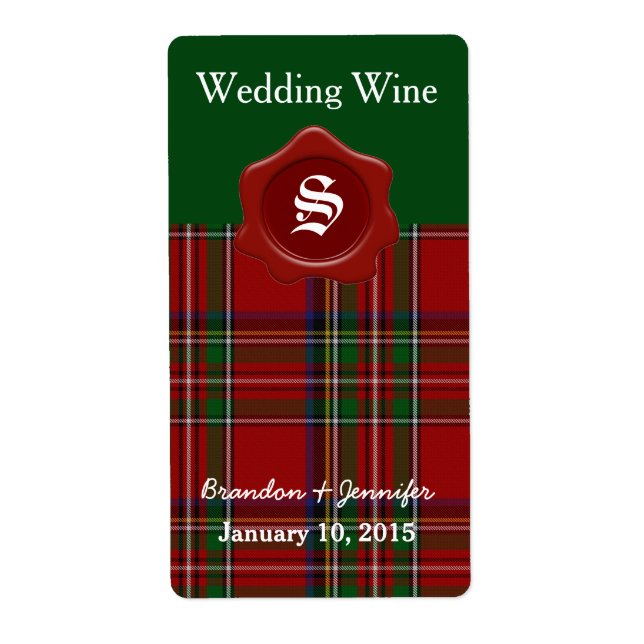 Royal Stewart Kariert Wedding Mini Wine Labels (Vorne)