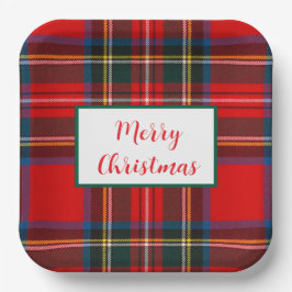 Royal Stewart Merry Christmas Kariert LG Pappteller