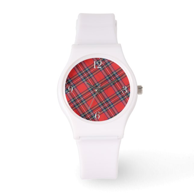 Royal Stewart Modern Scottish Highland Clan Tartan Armbanduhr (Vorderseite)