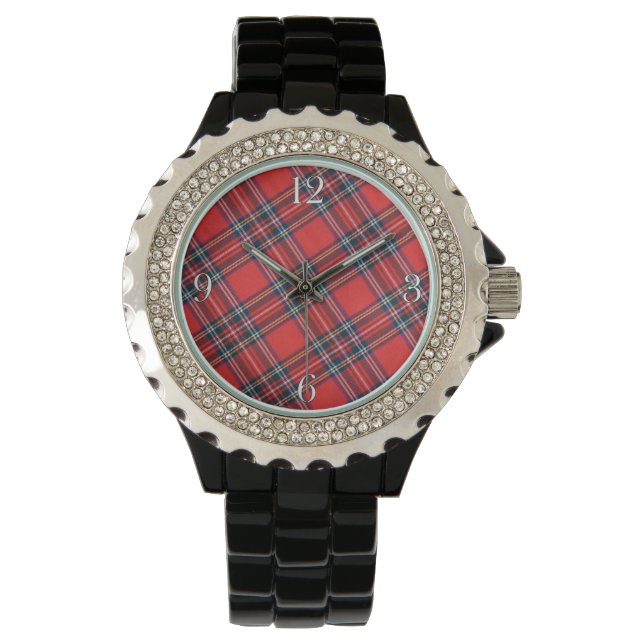 Royal Stewart Modern Scottish Highland Clan Tartan Armbanduhr (Vorderseite)