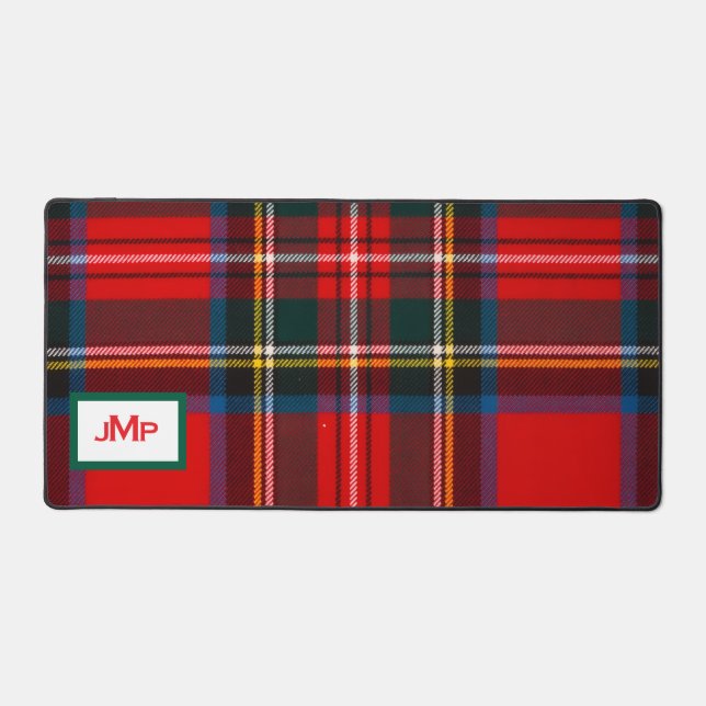 Royal Stewart Plaid Red MONOGRAM Schreibtischunterlage (Vorderseite)