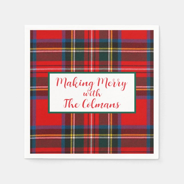 Royal Stewart Red Plaid MAKING MERRY  Serviette (Vorderseite)
