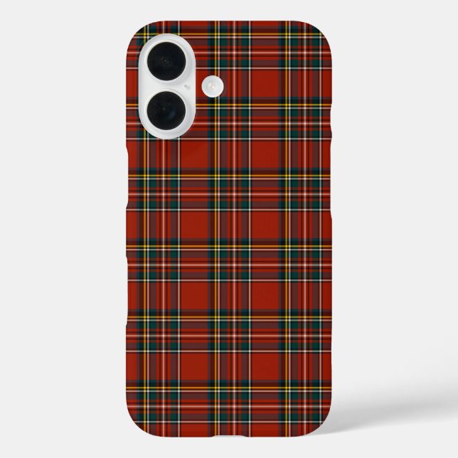 Royal Stewart Red und Blue Classic Tartan iPhone 16 Hülle (Rückseite)