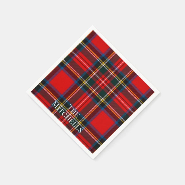 Royal Stewart Rotkariert PERSONALISIEREN Serviette (Ecke)