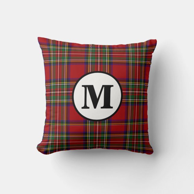 Royal Stewart Tartan Kariert Scottish Clan Monogra Kissen (Vorderseite)
