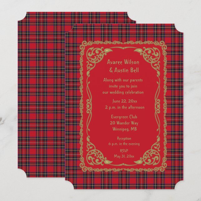 Royal Stewart Tartan Kariert Wedding Einladung (Vorne/Hinten)